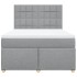 Cama box spring con colchón tela gris claro 140x190