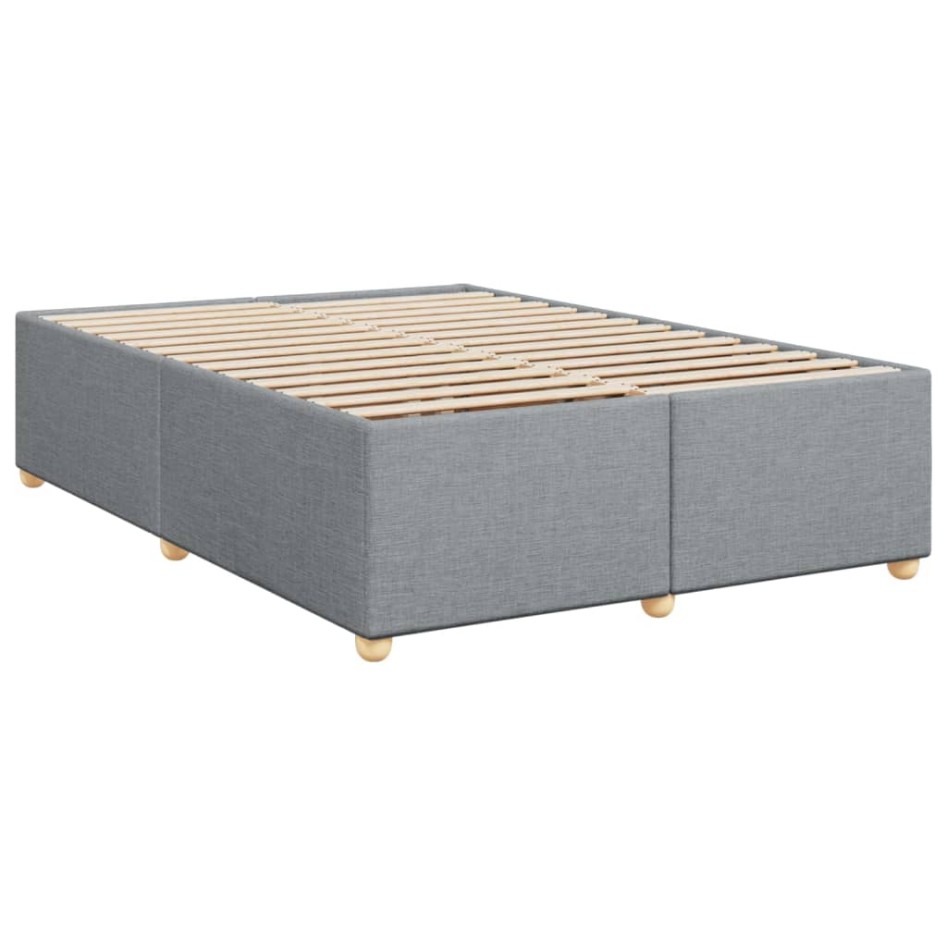 Cama box spring con colchón tela gris claro 140x190
