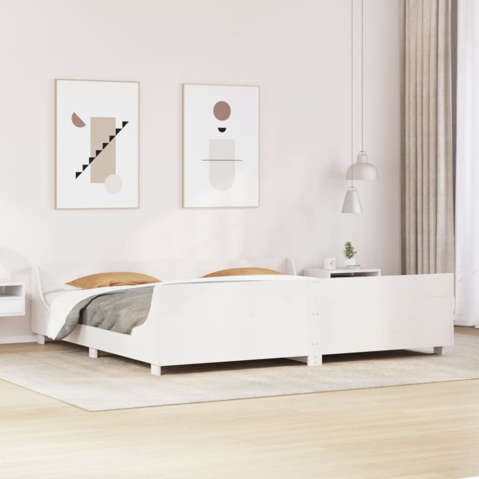 Cama sin colchón madera maciza de pino blanca 180x200