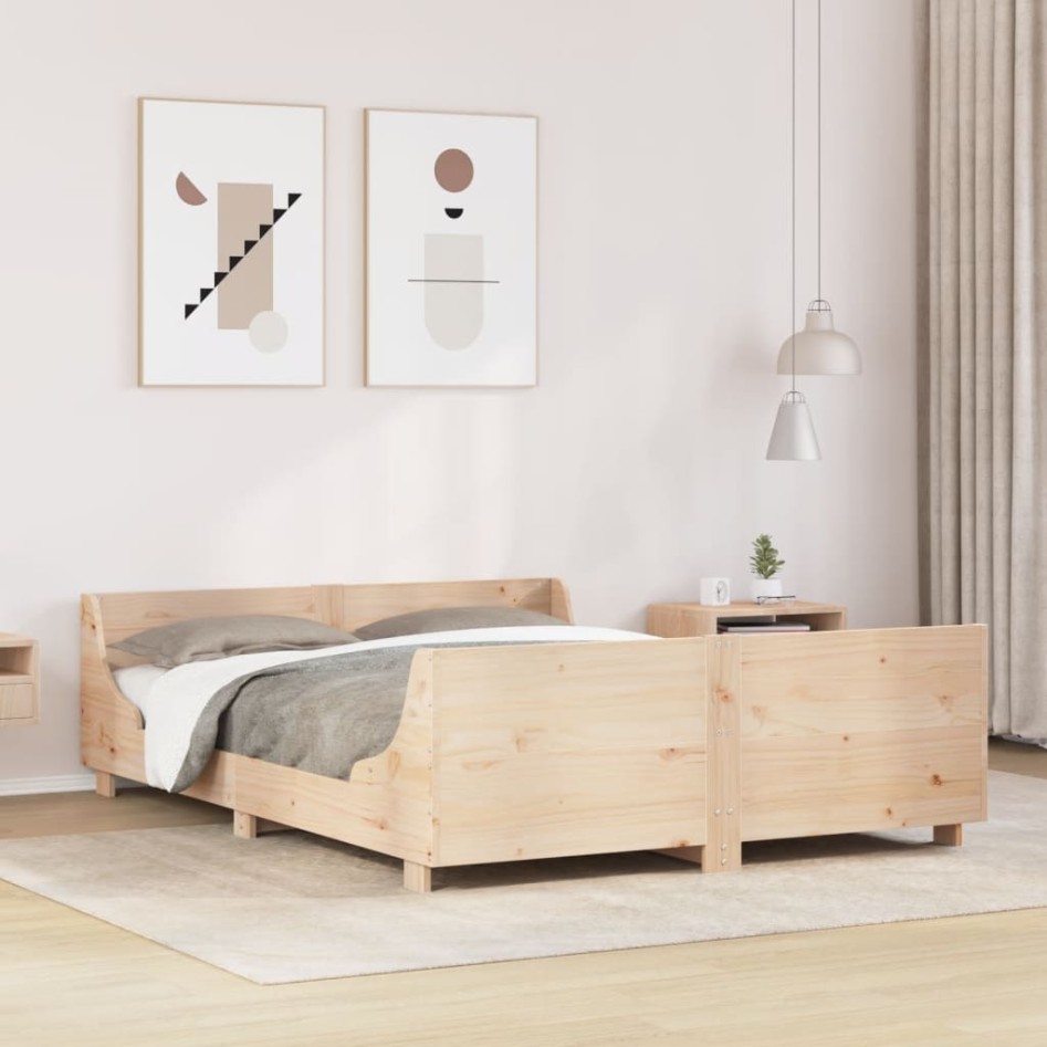 Estructura de cama sin colchón madera maciza de pino 160x200