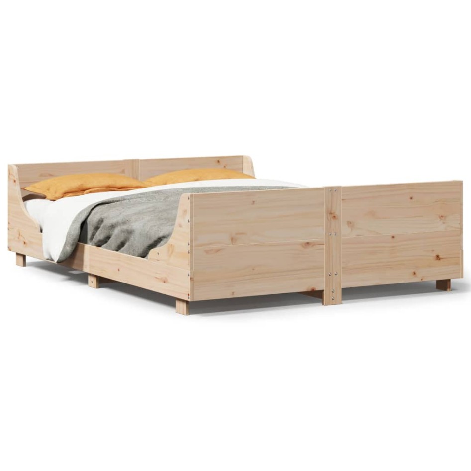 Estructura de cama sin colchón madera maciza de pino 160x200