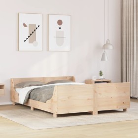 Estructura de cama sin colchón madera maciza de pino 135x190