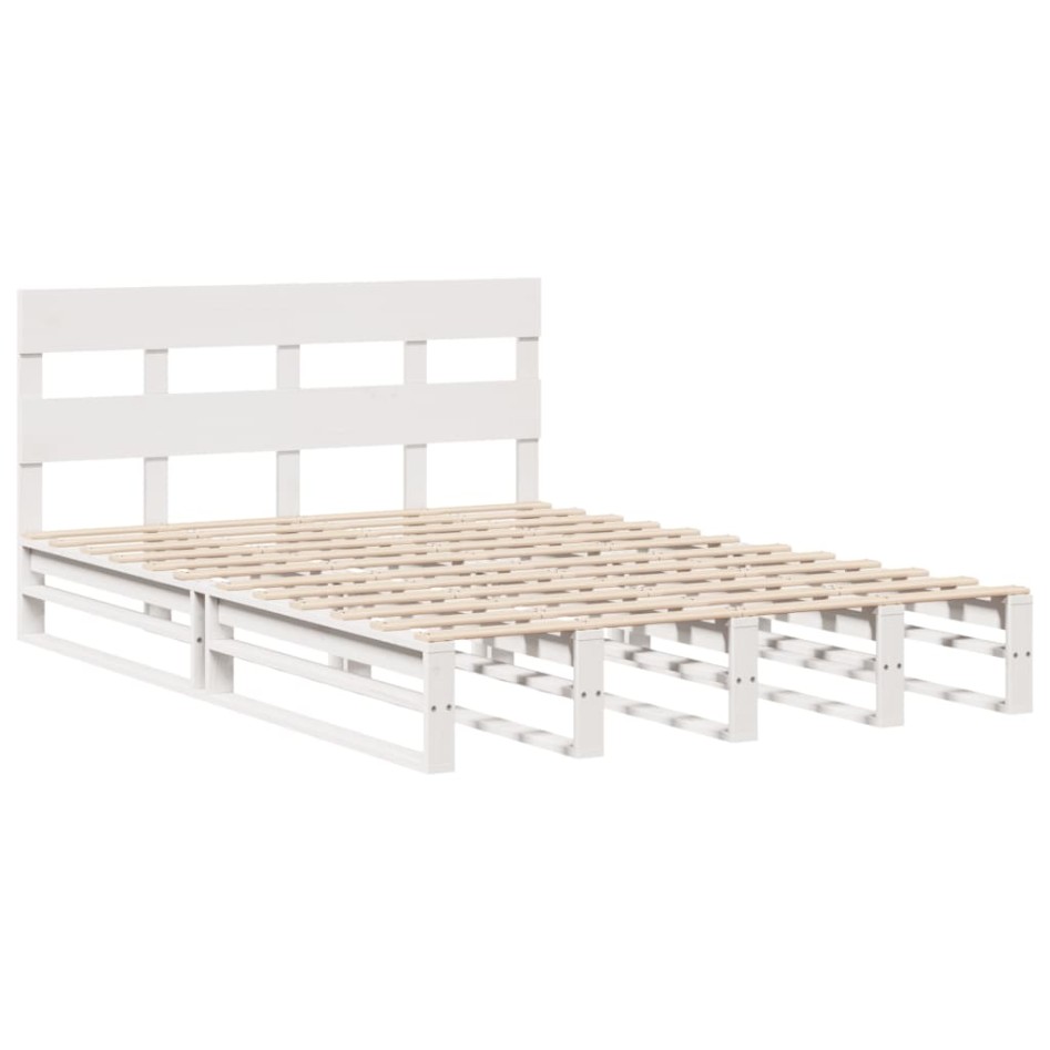 Estructura de cama sin colchón madera de pino blanca 140x200