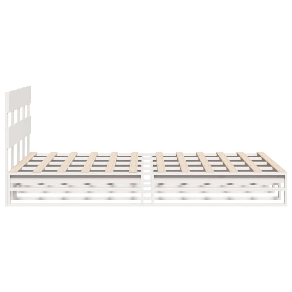 Estructura de cama sin colchón madera de pino blanca 140x200