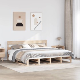 Estructura de cama sin colchón madera maciza de pino 200x200