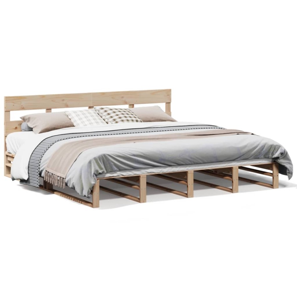 Estructura de cama sin colchón madera maciza de pino 200x200