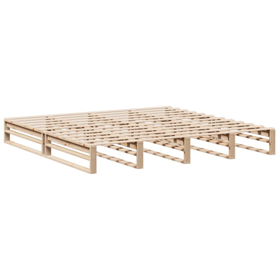 Estructura de cama sin colchón madera maciza de pino 200x200