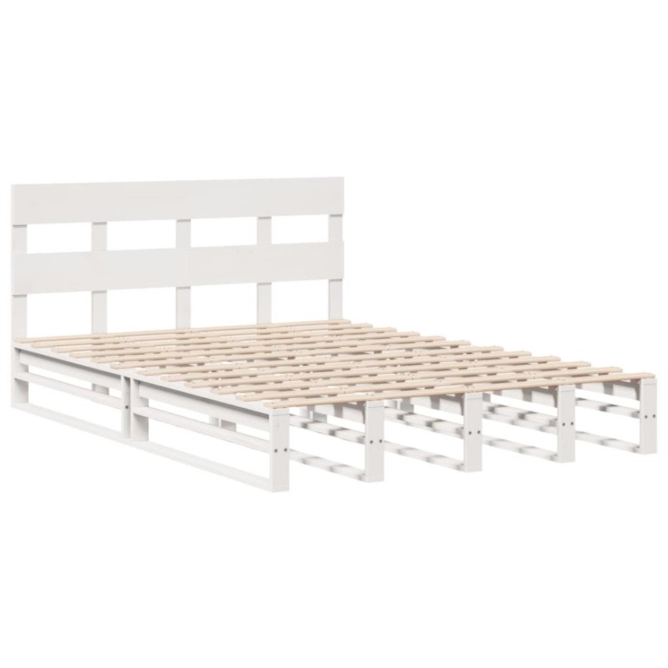 Estructura de cama sin colchón madera maciza blanca 120x190