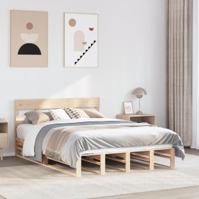 Estructura de cama sin colchón madera maciza de pino 135x190