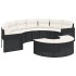 Sofá de jardín semicircular con cojines ratán sintético