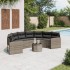 Sofá de jardín semicircular con mesa y cojines ratán PE