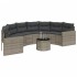 Sofá de jardín semicircular con mesa y cojines ratán PE