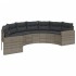 Sofá de jardín semicircular con mesa y cojines ratán PE