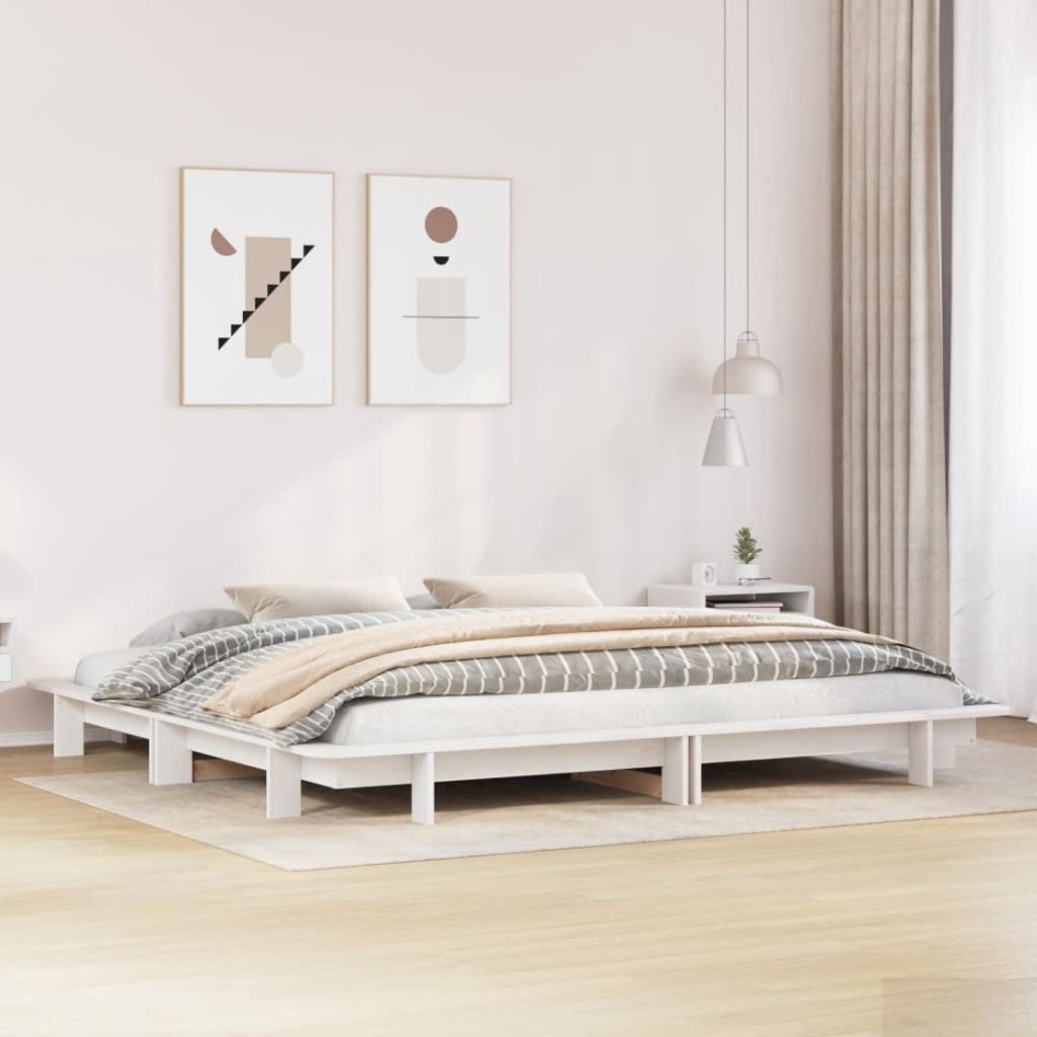 Estructura de cama sin colchón madera maciza de pino 160x200