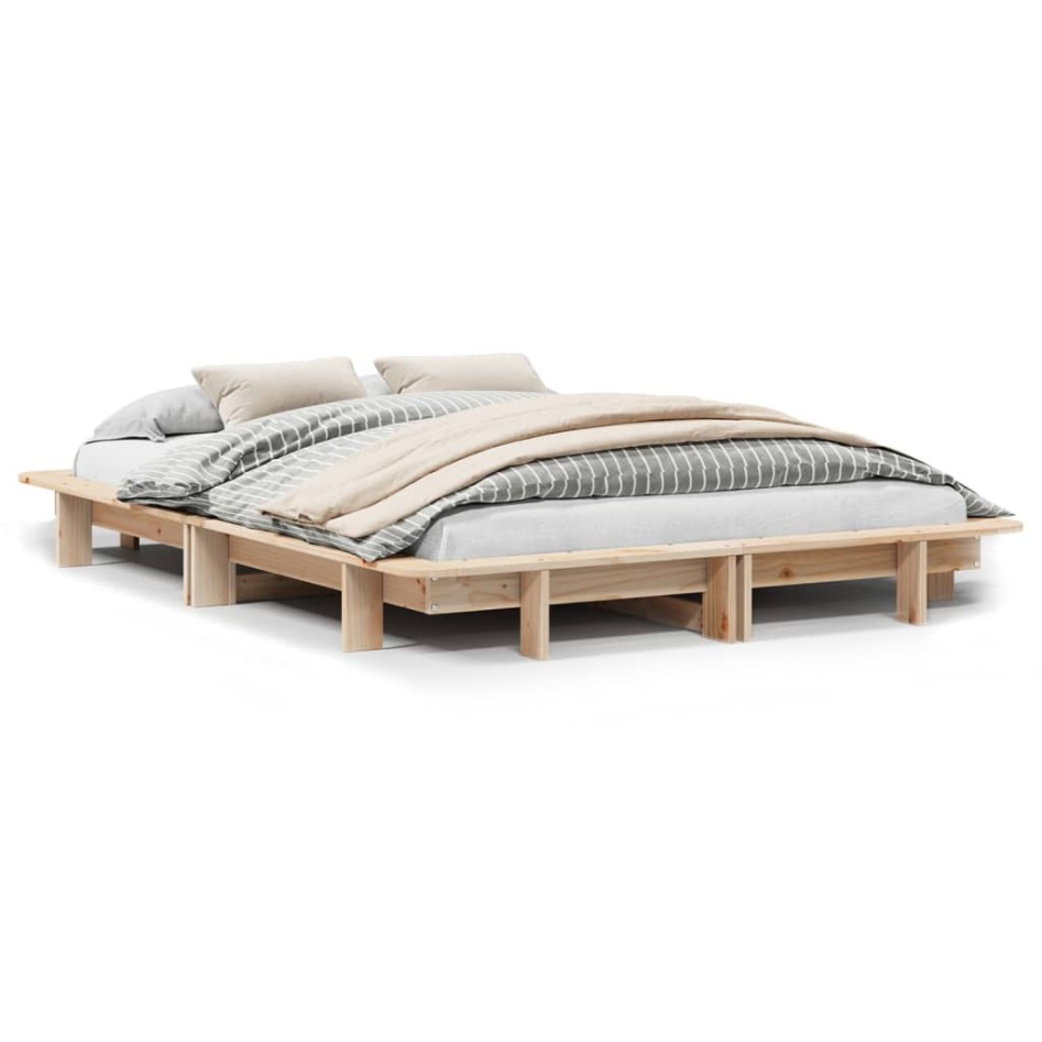 Estructura de cama sin colchón madera de pino blanco 150x200