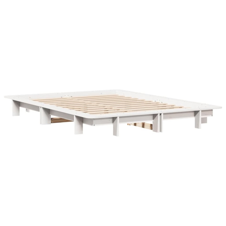 Estructura de cama sin colchón madera de pino blanca 120x200