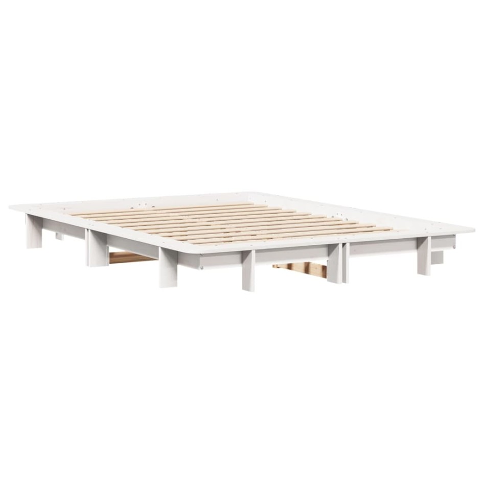 Estructura de cama sin colchón madera de pino blanca 120x200