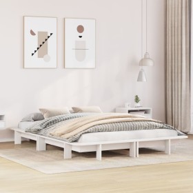 Estructura de cama sin colchón madera de pino blanco 135x190