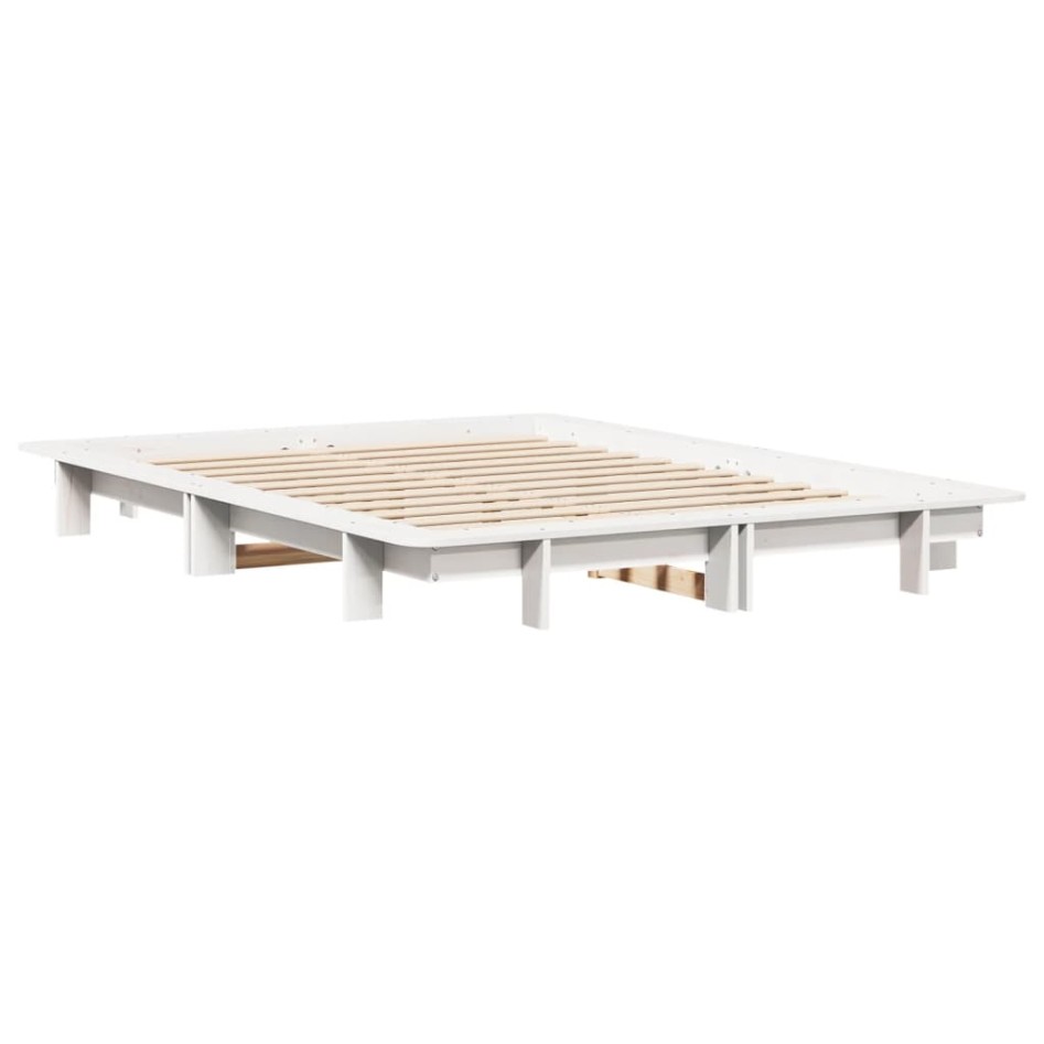 Estructura de cama sin colchón madera de pino blanco 135x190