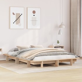 Estructura de cama sin colchón madera maciza de pino 120x190