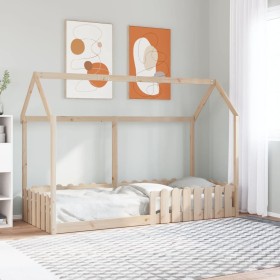 Cama con forma de casa de niños madera maciza de pino 80x200
