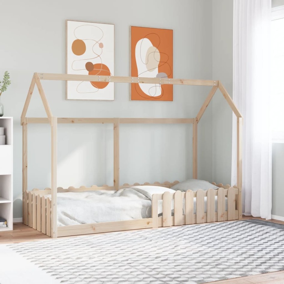 Cama con forma de casa de niños madera maciza de pino 80x200