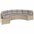 Sofá de jardín semicircular con cojines ratán sintético