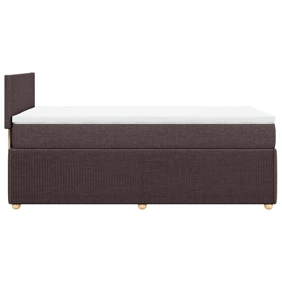 Cama box spring con colchón tela marrón oscuro 90x190