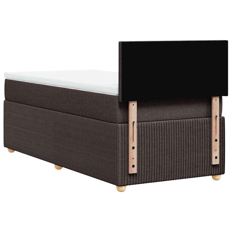 Cama box spring con colchón tela marrón oscuro 90x190