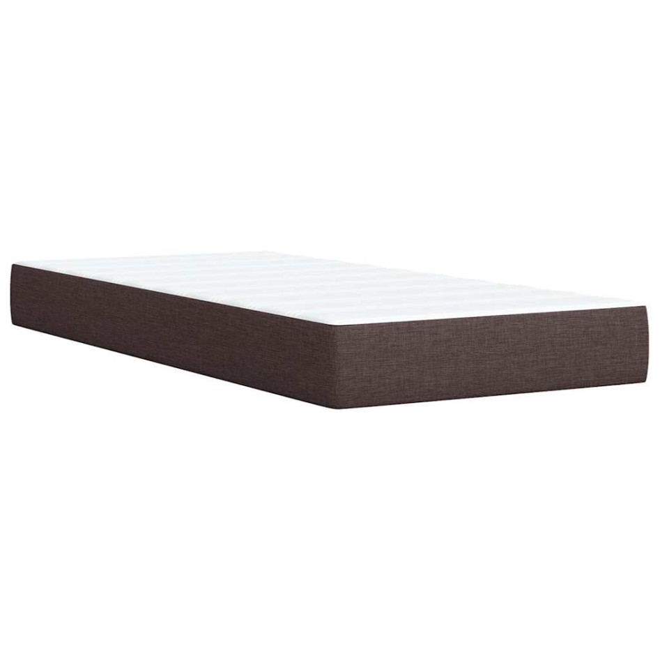 Cama box spring con colchón tela marrón oscuro 90x190