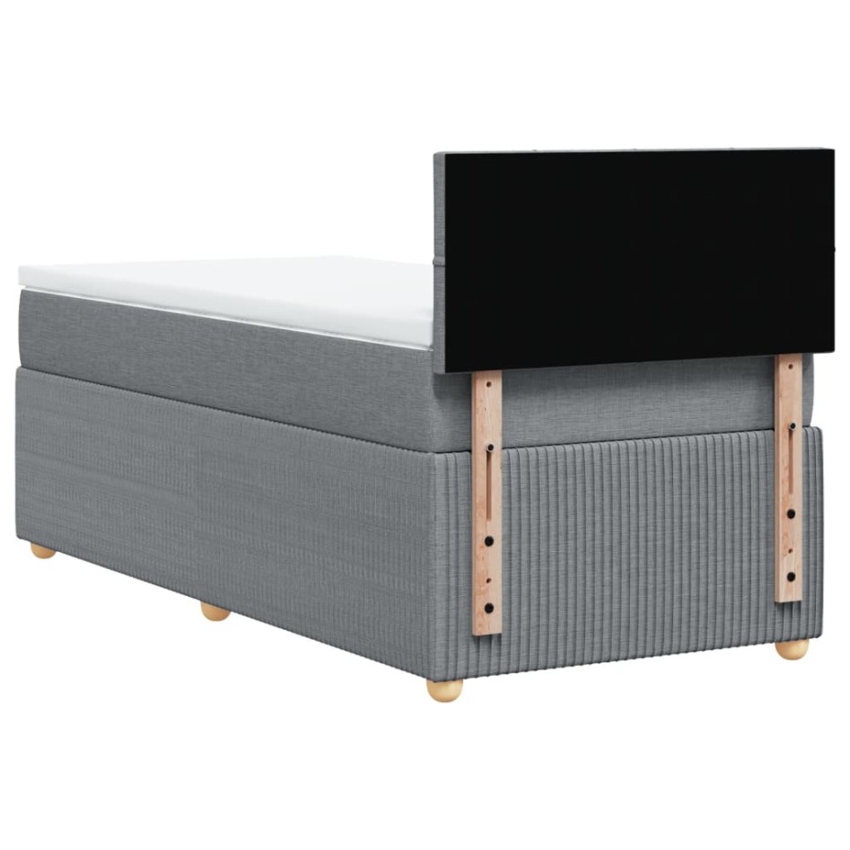 Cama box spring con colchón tela gris claro 90x190