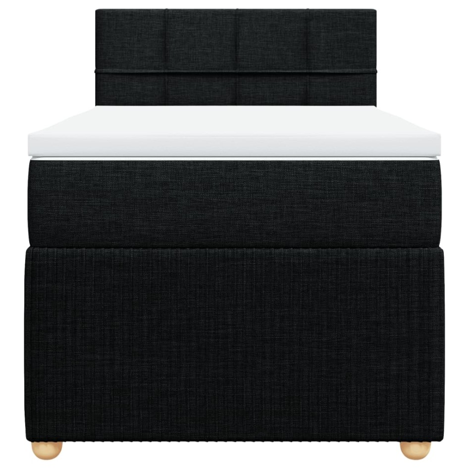 Cama box spring con colchón tela negro 90x190