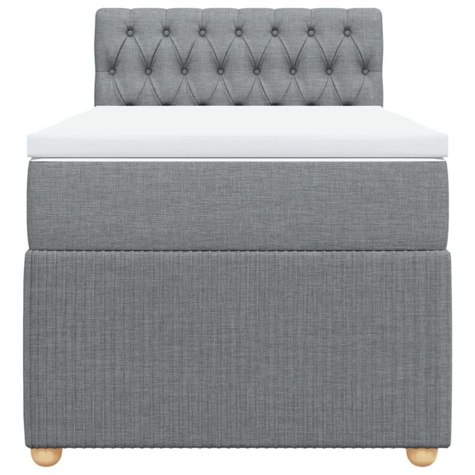 Cama box spring con colchón tela gris claro 90x190