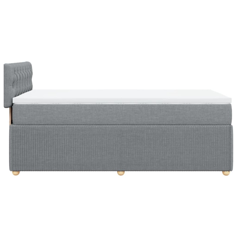 Cama box spring con colchón tela gris claro 90x190