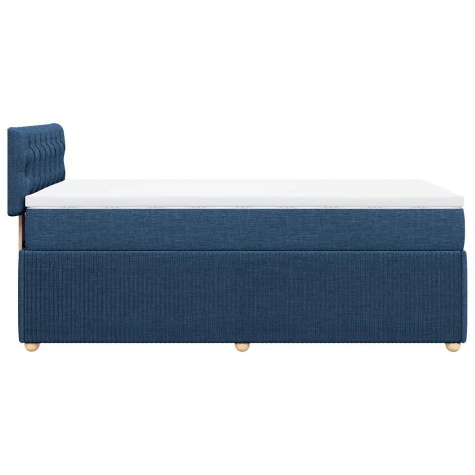 Cama box spring con colchón tela azul 90x190