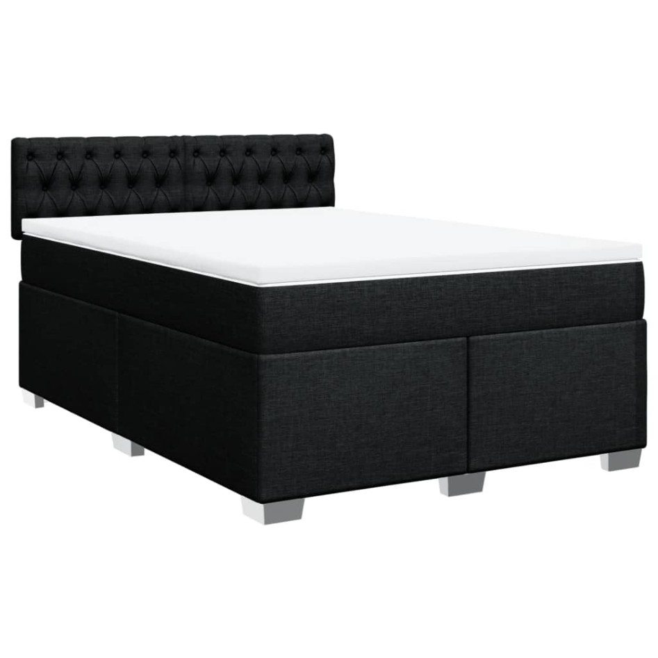 Cama box spring con colchón tela negro 160x200