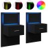 Mesitas de noche de pared con luces LED 2 unidades