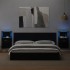 Mesitas de noche de pared con luces LED 2 unidades