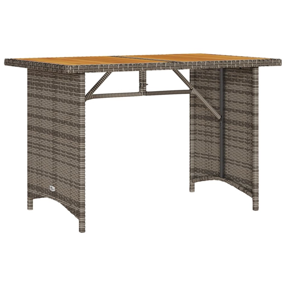 Mesa de jardín superficie de madera ratán PE gris 110x68x70