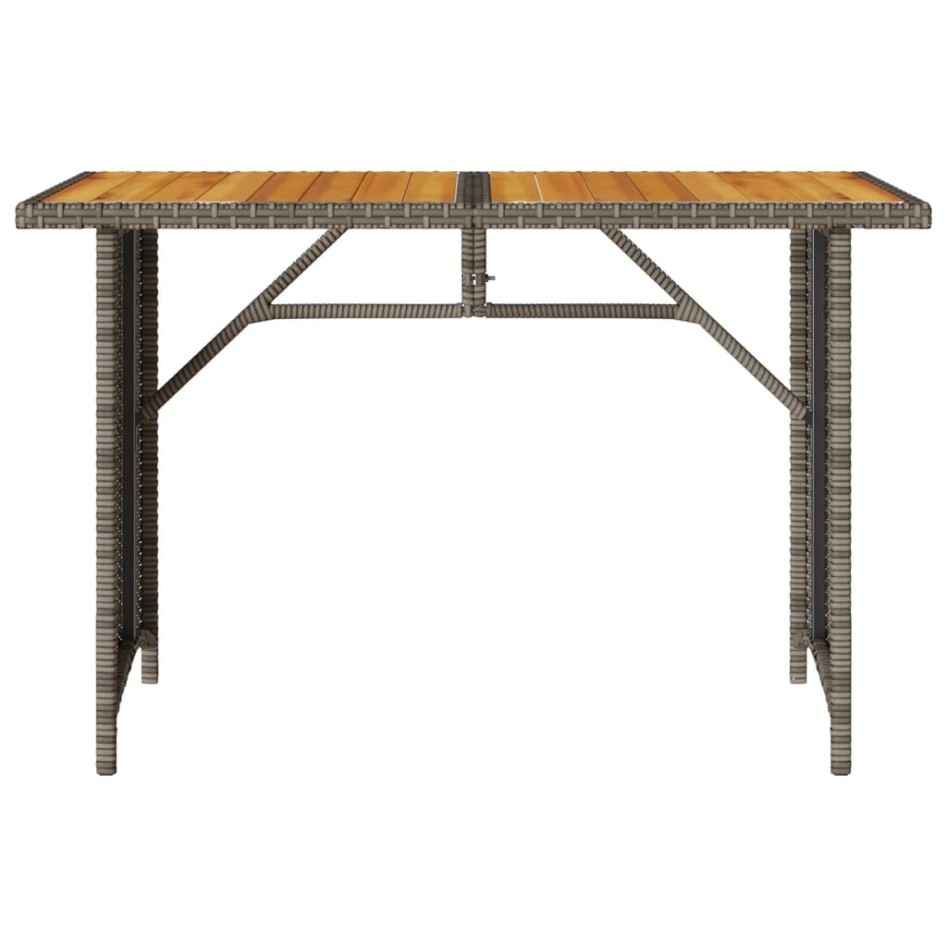 Mesa de jardín superficie de madera ratán PE gris 110x68x70