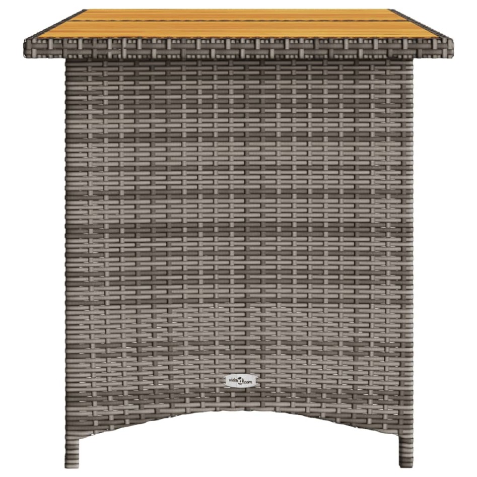 Mesa de jardín superficie de madera ratán PE gris 110x68x70