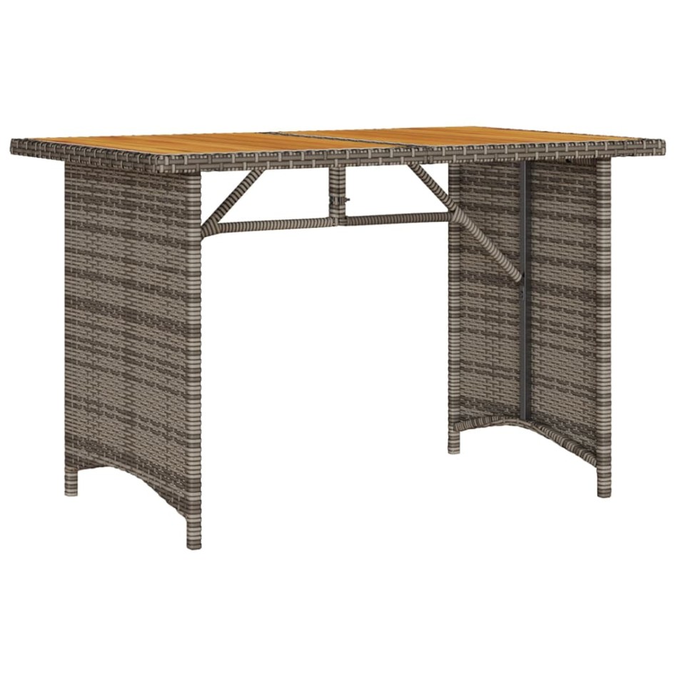 Mesa de jardín superficie de madera ratán PE gris 110x68x70