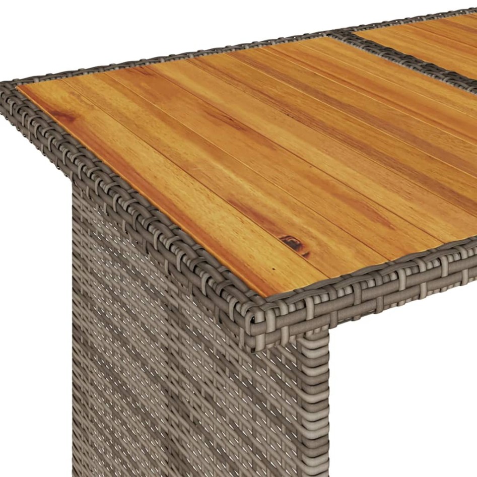 Mesa de jardín superficie de madera ratán PE gris 110x68x70