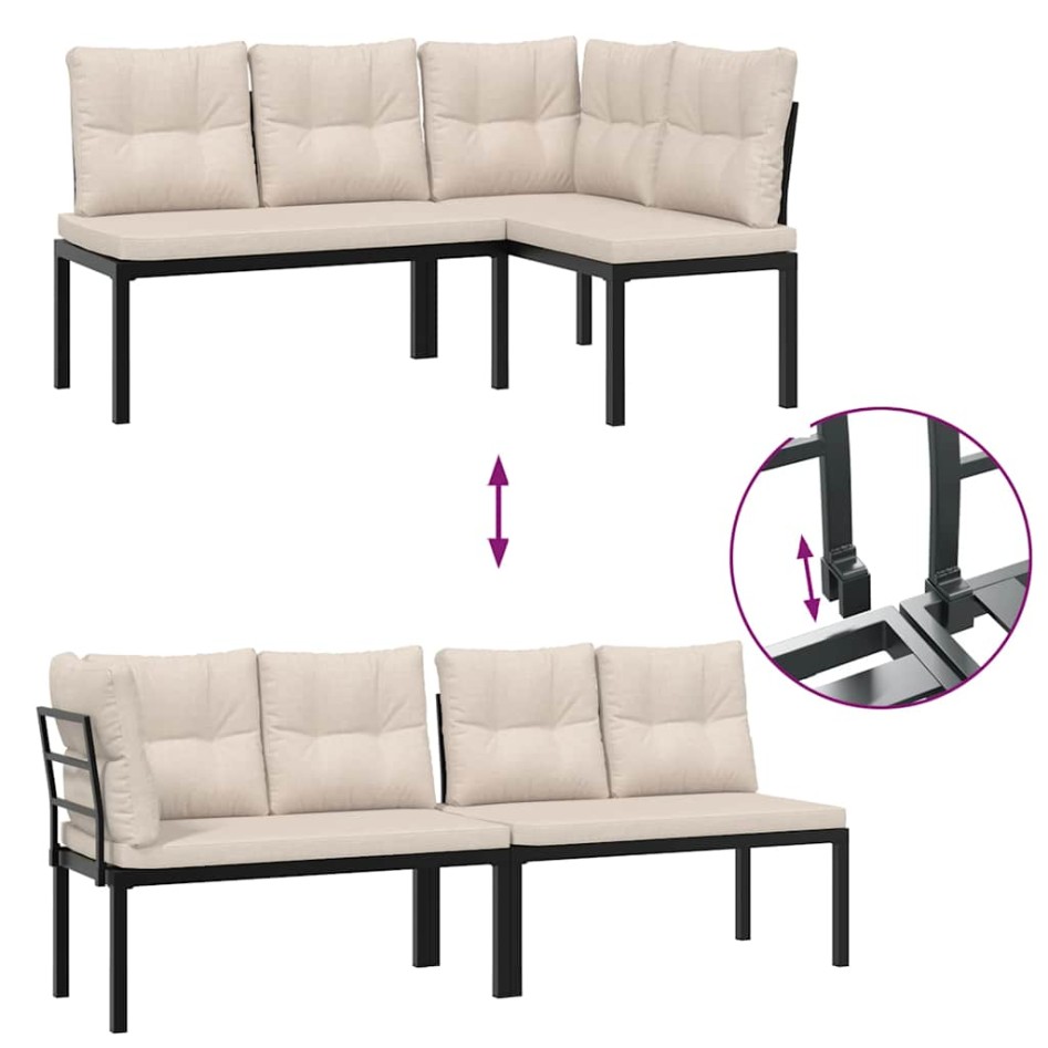 Bancos de jardín cojines 4 pzas acero recubrimiento polvo