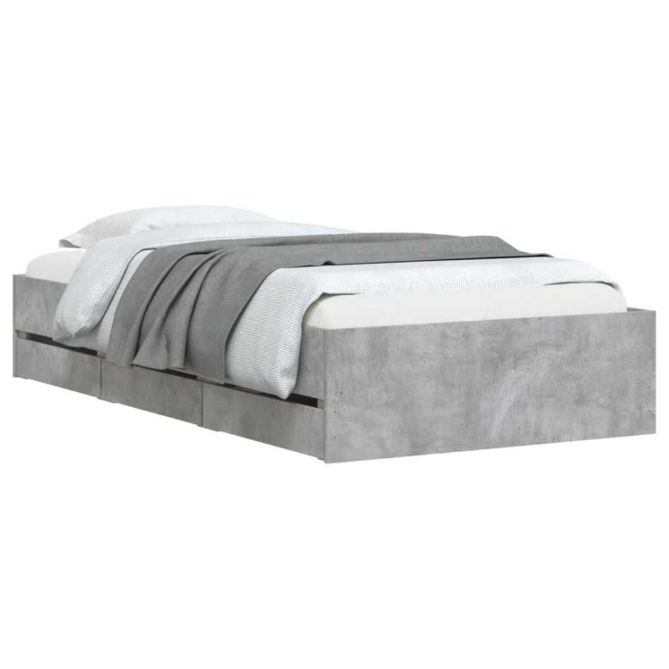 Cama con cajones madera ingeniería gris hormigón 90x190