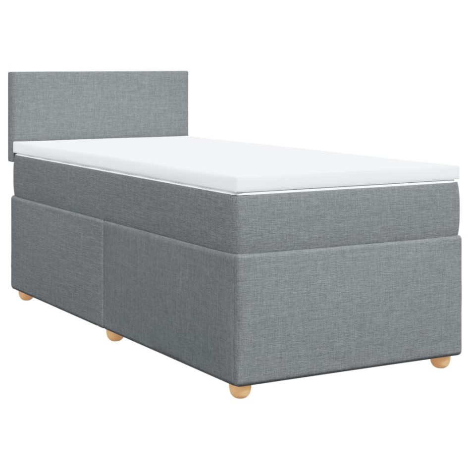 Cama box spring con colchón tela gris claro 80x200