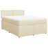 Cama box spring con colchón tela color crema 140x190