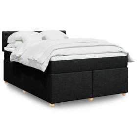 Cama box spring con colchón tela negro 140x190
