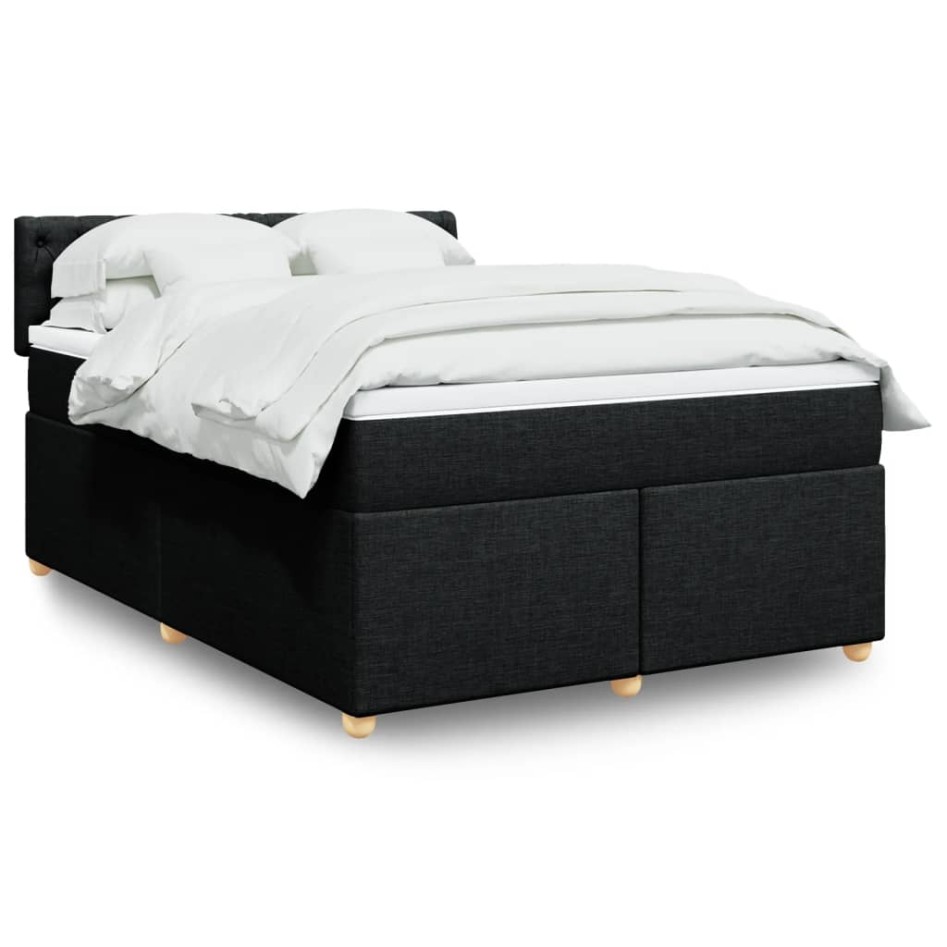 Cama box spring con colchón tela negro 140x190