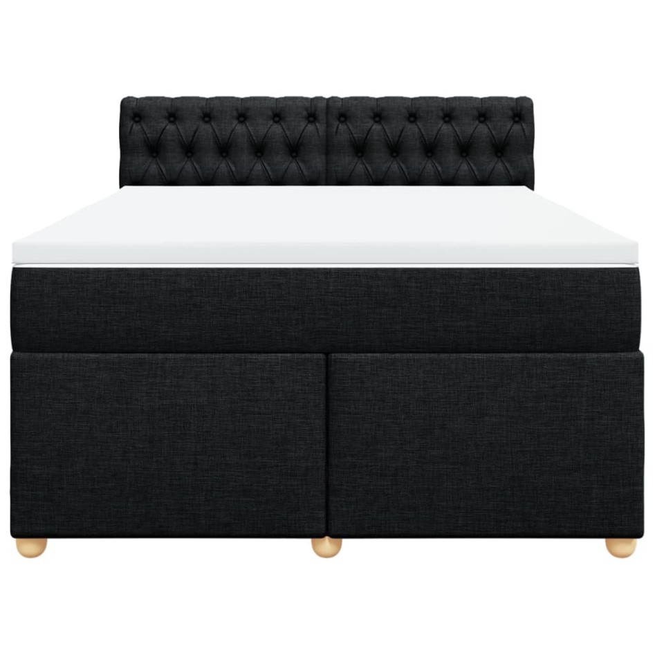 Cama box spring con colchón tela negro 140x190